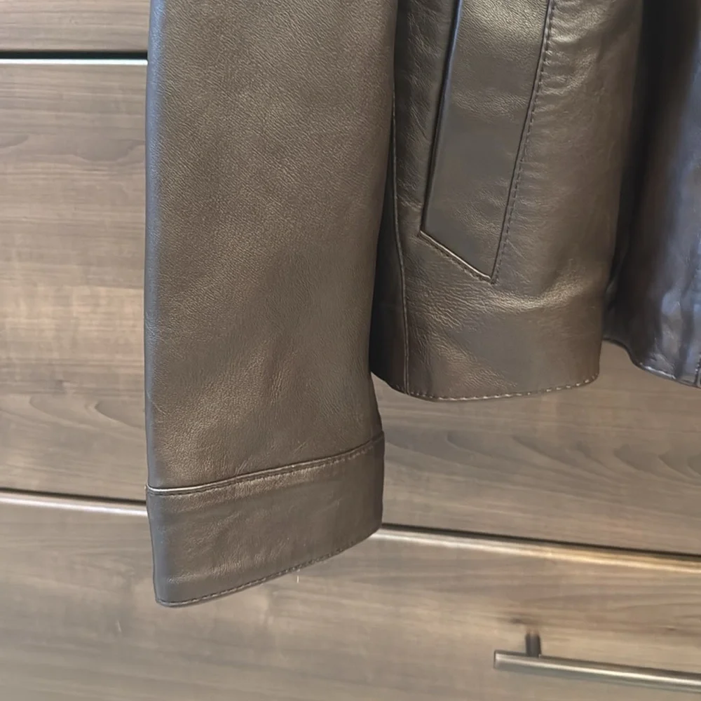 NWT Cole Haan Brown Leather Jacket Size XXL - Picture 6 of 12